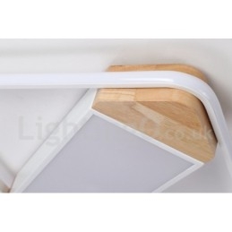 Lámpara de techo ultrafina cuadrada de madera blanca regulable que también se puede usar como luz de pared.