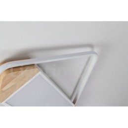 Lámpara de techo ultrafina cuadrada de madera blanca regulable que también se puede usar como luz de pared.