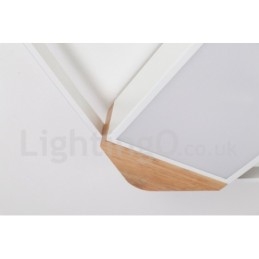 Lámpara de techo ultrafina cuadrada de madera blanca regulable que también se puede usar como luz de pared.