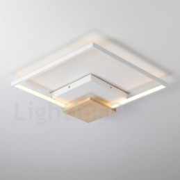 Lámpara de techo ultrafina cuadrada de madera blanca regulable que también se puede usar como luz de pared.