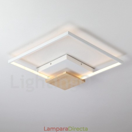 Lámpara de techo ultrafina cuadrada de madera blanca regulable que también se puede usar como luz de pared. Lámpara de techo ultrafina cuadrada de madera blanca regulable que también se puede usar como luz de pared.