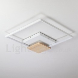 Lámpara de techo ultrafina cuadrada de madera blanca regulable que también se puede usar como luz de pared.