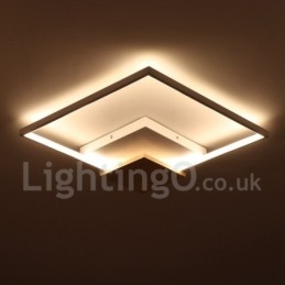 Lámpara de techo ultrafina cuadrada de madera blanca regulable que también se puede usar como luz de pared.