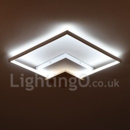 Lámpara de techo ultrafina cuadrada de madera blanca regulable que también se puede usar como luz de pared.