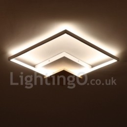 Lámpara de techo ultrafina cuadrada de madera blanca regulable que también se puede usar como luz de pared.
