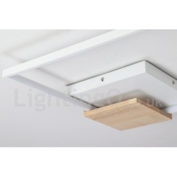 Lámpara de techo ultrafina cuadrada de madera blanca regulable que también se puede usar como luz de pared.