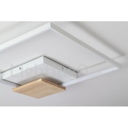 Lámpara de techo ultrafina cuadrada de madera blanca regulable que también se puede usar como luz de pared.