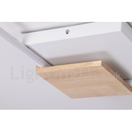 Lámpara de techo ultrafina cuadrada de madera blanca regulable que también se puede usar como luz de pared.