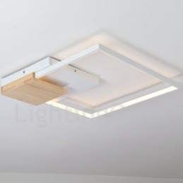 Lámpara de techo ultrafina cuadrada de madera blanca regulable que también se puede usar como luz de pared.