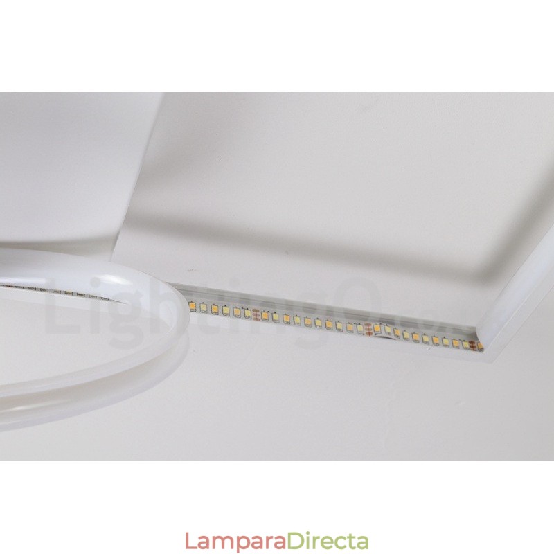 Lámpara de techo ultrafina cuadrada de madera blanca regulable que también se puede usar como luz de pared.
