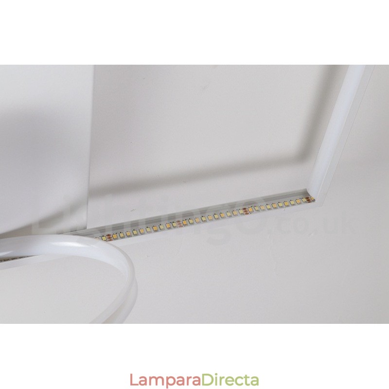 Lámpara de techo ultrafina cuadrada de madera blanca regulable que también se puede usar como luz de pared.