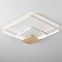 Lámpara de techo ultrafina cuadrada de madera blanca regulable que también se puede usar como luz de pared.