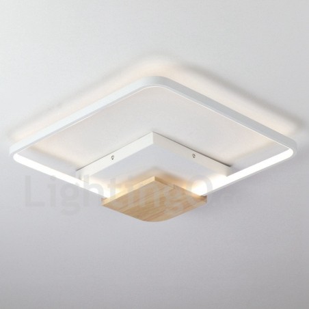 Lámpara de techo ultrafina cuadrada de madera blanca regulable que también se puede usar como luz de pared. Lámpara de techo ultrafina cuadrada de madera blanca regulable que también se puede usar como luz de pared.