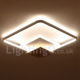 Lámpara de techo ultrafina cuadrada de madera blanca regulable que también se puede usar como luz de pared.