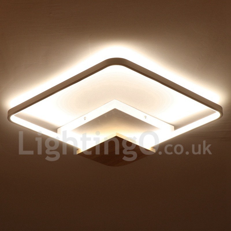 Lámpara de techo ultrafina cuadrada de madera blanca regulable que también se puede usar como luz de pared.