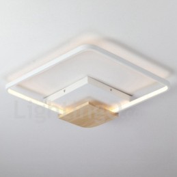Lámpara de techo ultrafina cuadrada de madera blanca regulable que también se puede usar como luz de pared.