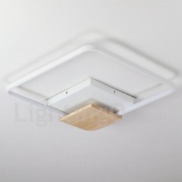 Lámpara de techo ultrafina cuadrada de madera blanca regulable que también se puede usar como luz de pared.