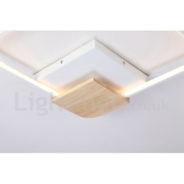 Lámpara de techo ultrafina cuadrada de madera blanca regulable que también se puede usar como luz de pared.
