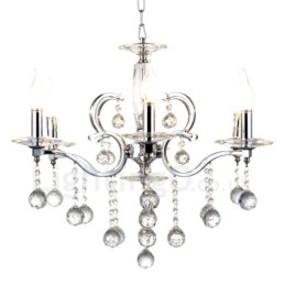 Elegante candelabro de cristal cromado