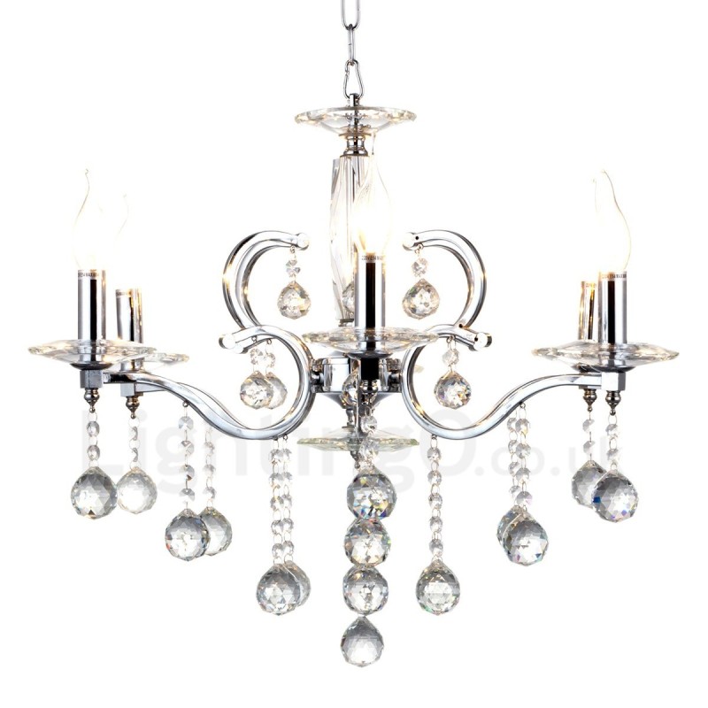 Elegante candelabro de cristal cromado