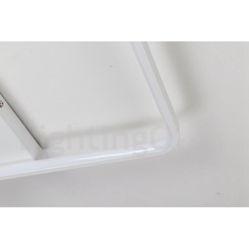 Lámpara de techo ultrafina cuadrada de madera blanca regulable que también se puede usar como luz de pared.