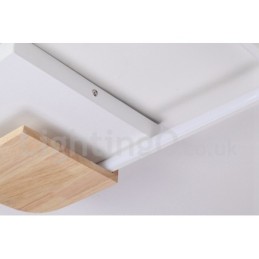 Lámpara de techo ultrafina cuadrada de madera blanca regulable que también se puede usar como luz de pared.