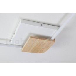 Lámpara de techo ultrafina cuadrada de madera blanca regulable que también se puede usar como luz de pared.