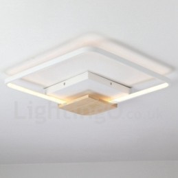 Lámpara de techo ultrafina cuadrada de madera blanca regulable que también se puede usar como luz de pared.