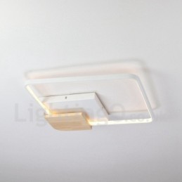 Lámpara de techo ultrafina cuadrada de madera blanca regulable que también se puede usar como luz de pared.