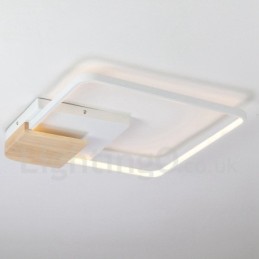 Lámpara de techo ultrafina cuadrada de madera blanca regulable que también se puede usar como luz de pared.