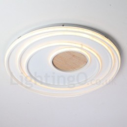 Lámpara de techo ultrafina de madera con anillos blancos regulables, también se puede usar como luz de pared.