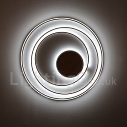 Lámpara de techo ultrafina de madera con anillos blancos regulables, también se puede usar como luz de pared.