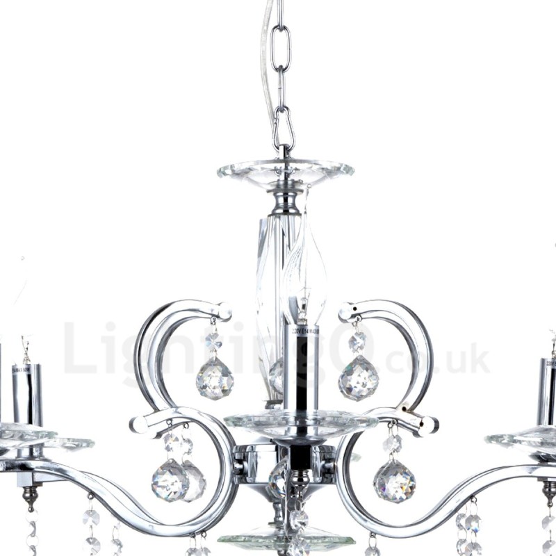 Elegante candelabro de cristal cromado
