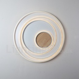 Lámpara de techo ultrafina de madera con anillos blancos regulables, también se puede usar como luz de pared.