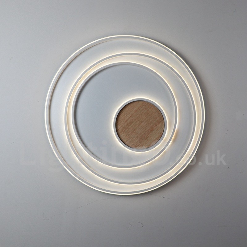 Lámpara de techo ultrafina de madera con anillos blancos regulables, también se puede usar como luz de pared.
