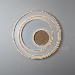 Lámpara de techo ultrafina de madera con anillos blancos regulables, también se puede usar como luz de pared.