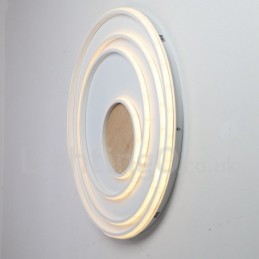 Lámpara de techo ultrafina de madera con anillos blancos regulables, también se puede usar como luz de pared.