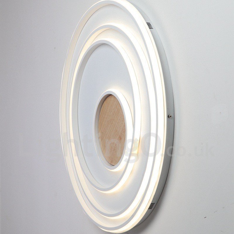 Lámpara de techo ultrafina de madera con anillos blancos regulables, también se puede usar como luz de pared.