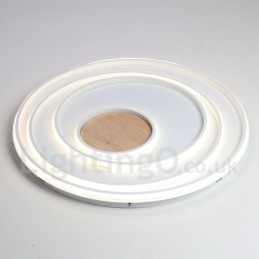 Lámpara de techo ultrafina de madera con anillos blancos regulables, también se puede usar como luz de pared.
