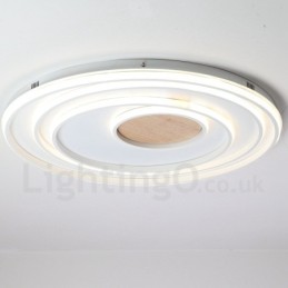 Lámpara de techo ultrafina de madera con anillos blancos regulables, también se puede usar como luz de pared.