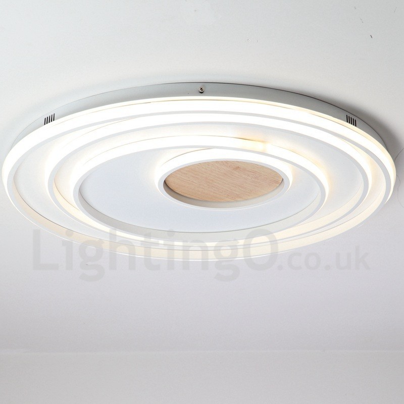Lámpara de techo ultrafina de madera con anillos blancos regulables, también se puede usar como luz de pared.