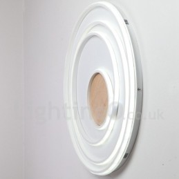 Lámpara de techo ultrafina de madera con anillos blancos regulables, también se puede usar como luz de pared.