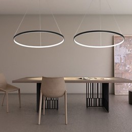 Lámpara colgante de diseño moderno con anillo regulable de 63 W y 100 cm de diámetro
