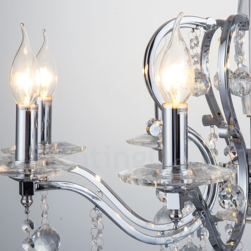 Elegante candelabro de cristal cromado