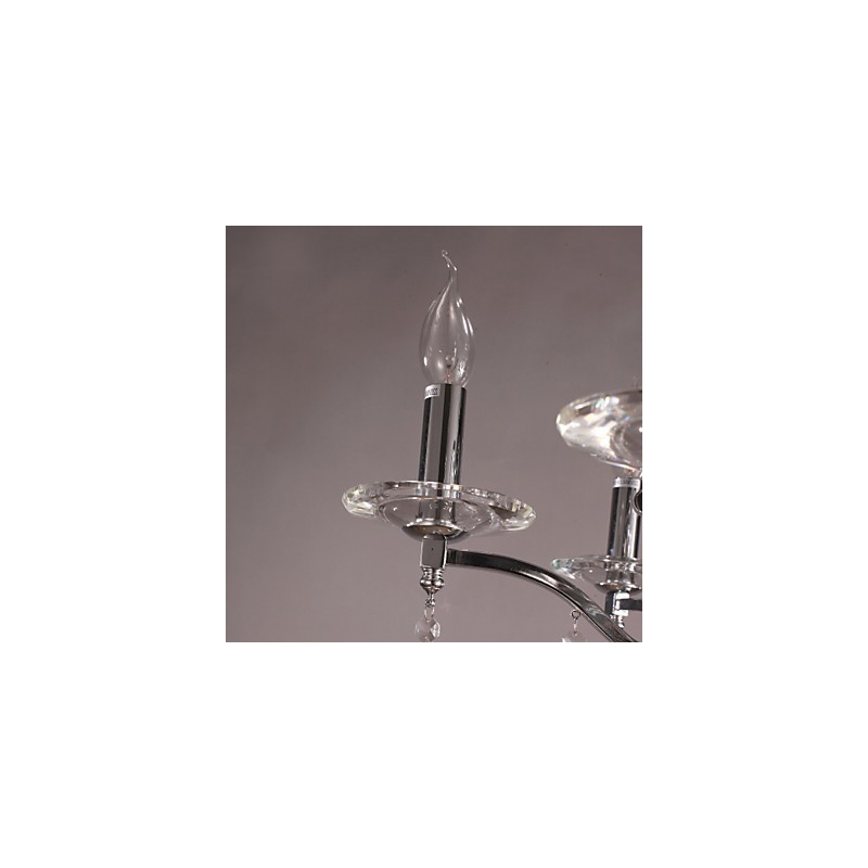 Elegante candelabro de cristal cromado