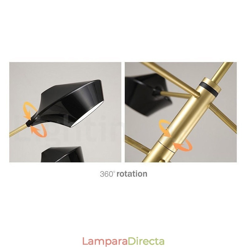 Lámpara de araña moderna y contemporánea con pantallas acrílicas blancas y negras
