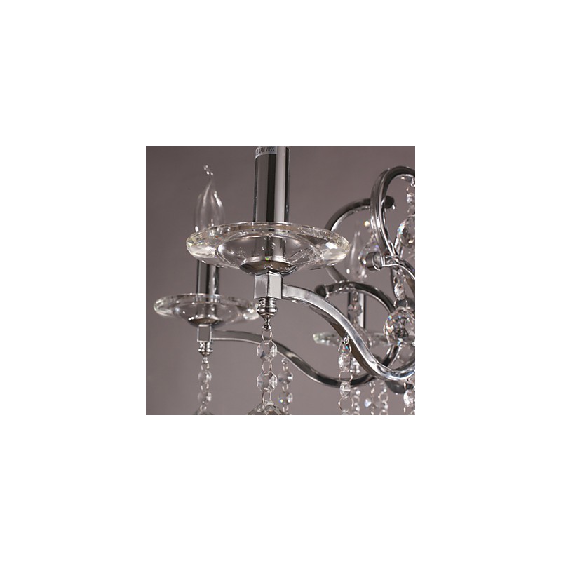 Elegante candelabro de cristal cromado