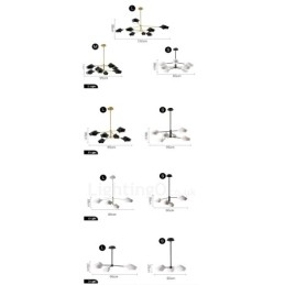 Lámpara de araña moderna y contemporánea con pantallas acrílicas blancas y negras