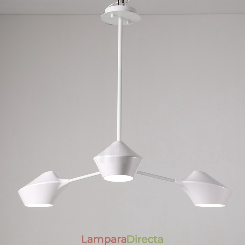Lámpara de araña moderna y contemporánea con pantallas acrílicas blancas y negras