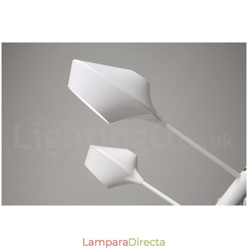 Lámpara de araña moderna y contemporánea con pantallas acrílicas blancas y negras